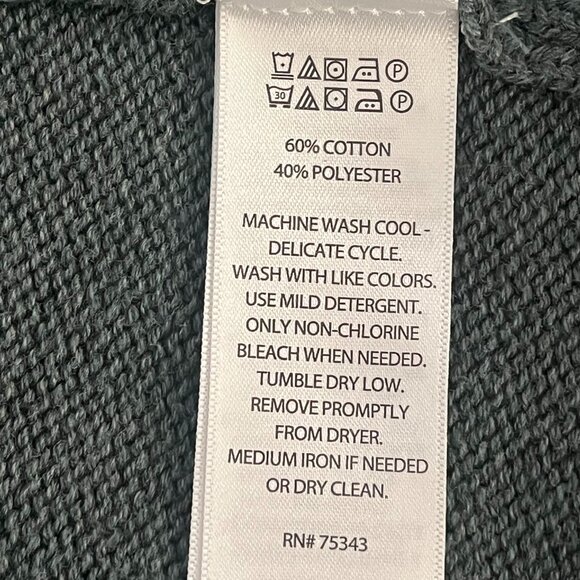 Tahari Open Front Cardigan Sweater Duster Hood Medium Green Cotton Blend Pockets - Picture 11 of 11